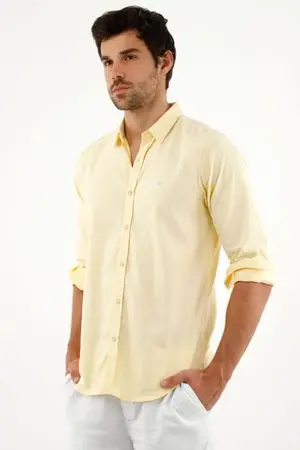 Camisa hombre delgada manga larga